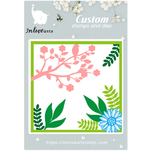 Inlovearts 3pcs Spring Plants Frame Cutting Dies