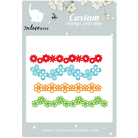 Inlovearts 4pcs Flower Border Cutting Dies