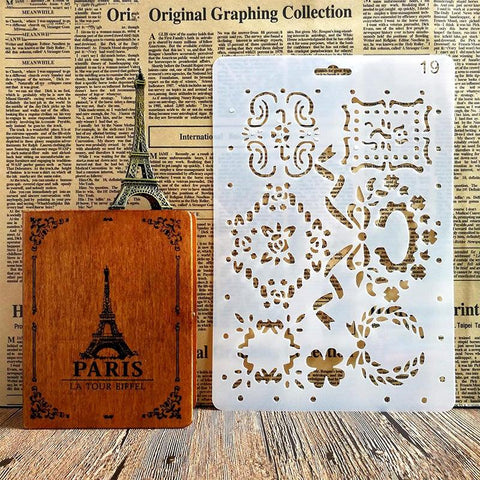 Handmade DIY Photo Album Theme Lace Ruler Hollow Painting Template