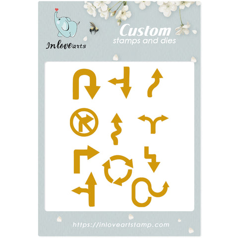 Inlovearts 11pcs Winding Arrows Route Signs Cutting Dies