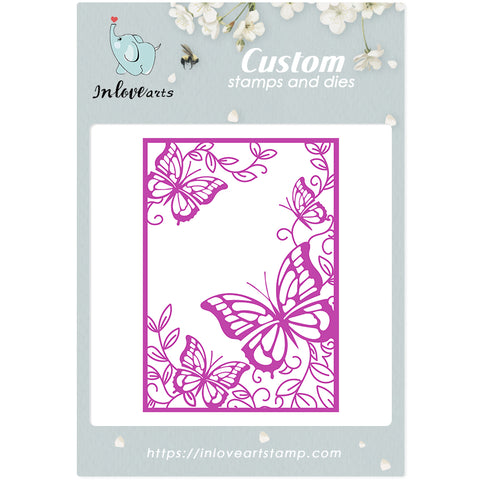 Inlovearts Leaves and Butterflies Background Board Cutting Dies