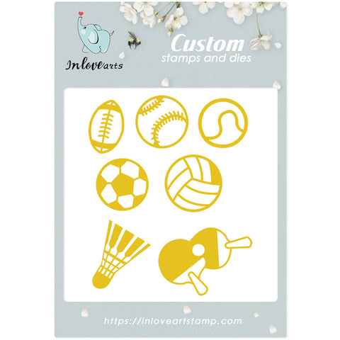 Inlovearts 7pcs Ball Sports Equipment Cutting Dies