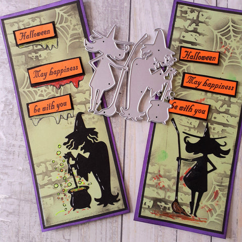 Inloveart Little Fairy and Old Witch Halloween Theme Metal Cutting Dies