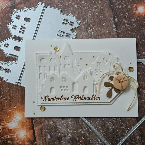 Inloveartshop Christmas Tree and Village Scenes Cutting Dies