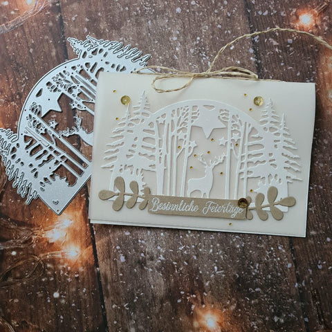 Inloveartshop Elk in Pine Forest Background Board Cutting Dies