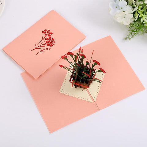 Inloveartshop Carnation 3D Pop Up Greeting Cards