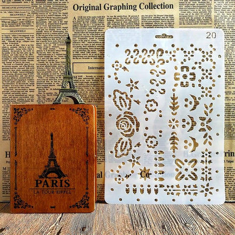 Handmade DIY Photo Album Theme Lace Ruler Hollow Painting Template