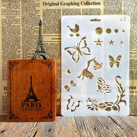 Handmade DIY Photo Album Theme Lace Ruler Hollow Painting Template
