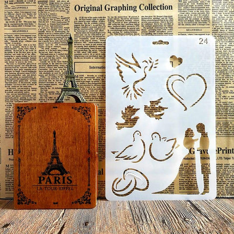 Handmade DIY Photo Album Theme Lace Ruler Hollow Painting Template