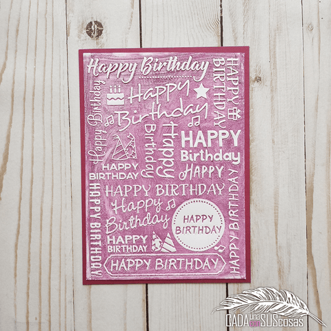 Happy Birthday Blessing Words Plastic Embossing Folder