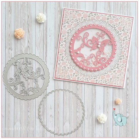 Inloveartshop Circle Frame & Hollow Circle Butterfly Frame Cutting Dies