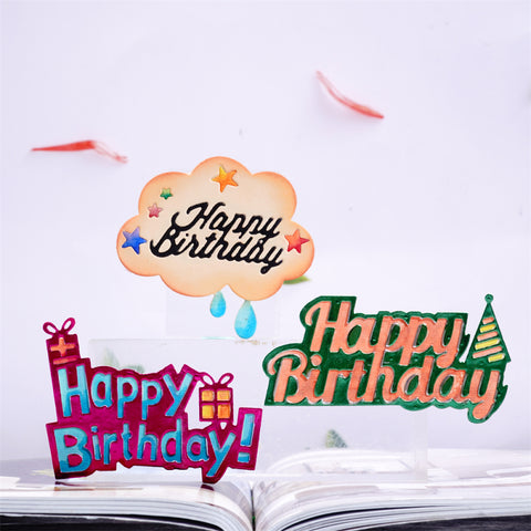 Inlovearts 3pcs "Happy Birthday" Word Metal Cutting Dies