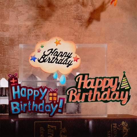 Inlovearts 3pcs "Happy Birthday" Word Metal Cutting Dies