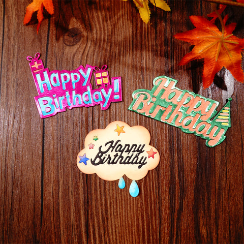Inlovearts 3pcs "Happy Birthday" Word Metal Cutting Dies