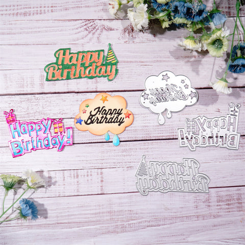 Inlovearts 3pcs "Happy Birthday" Word Metal Cutting Dies