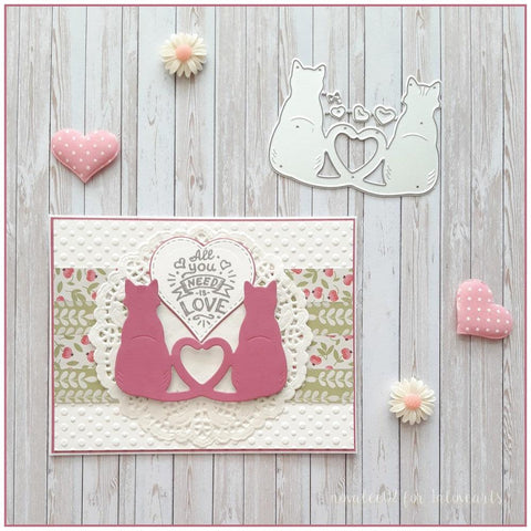 Inloveartshop Heart-to-heart Cat Couple Border Cutting Dies