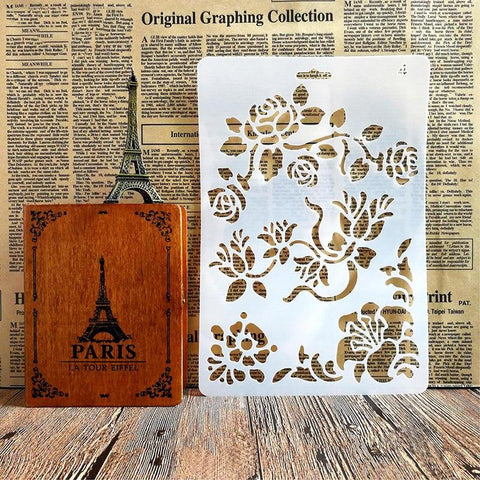 Handmade DIY Photo Album Theme Lace Ruler Hollow Painting Template