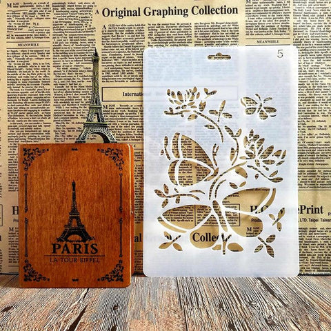 Handmade DIY Photo Album Theme Lace Ruler Hollow Painting Template