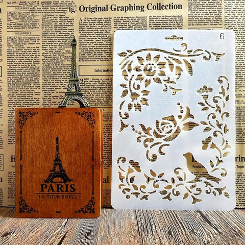 Handmade DIY Photo Album Theme Lace Ruler Hollow Painting Template