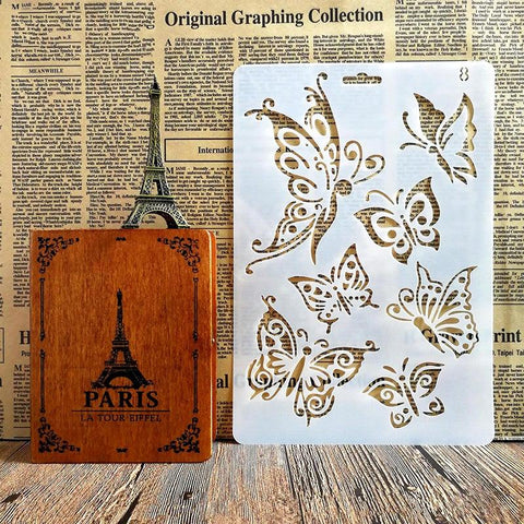 Handmade DIY Photo Album Theme Lace Ruler Hollow Painting Template