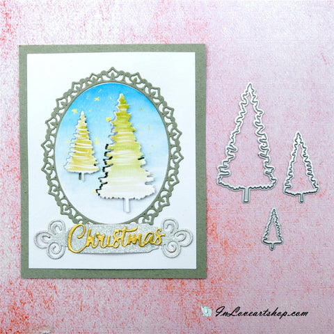 Inloveartshop 3pcs Christmas Trees Cutting Dies