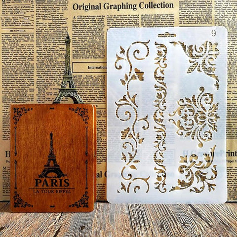 Handmade DIY Photo Album Theme Lace Ruler Hollow Painting Template