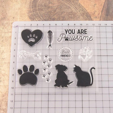 Inloveartshop Cat,Dog And Words Stamps