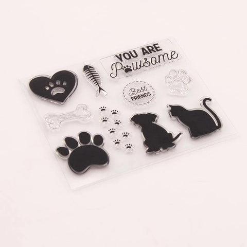 Inloveartshop Cat,Dog And Words Stamps