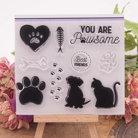 Inloveartshop Cat,Dog And Words Stamps