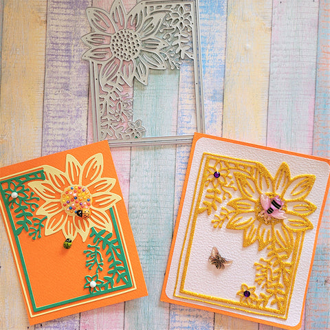Sunflower and Branches Decor Frame Dies