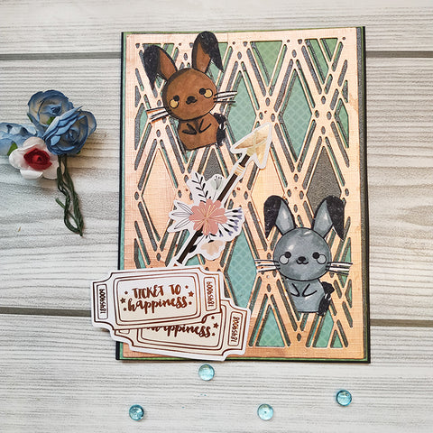 Rectangle Background with Diamond Lattice Cutting Dies
