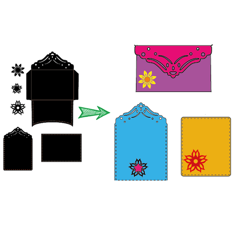 Inlovearts Flower Envelope and Letter Paper Cutting Dies