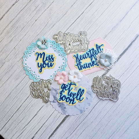 Inlovearts Warm Heart Words with Background Cutting Dies