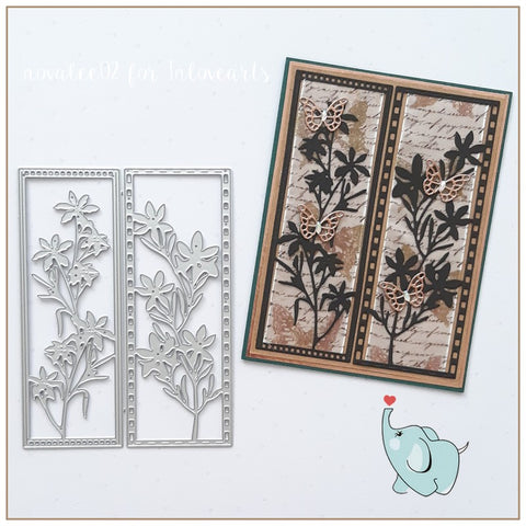 2 Pcs Rectangle Flowers Border Metal Dies