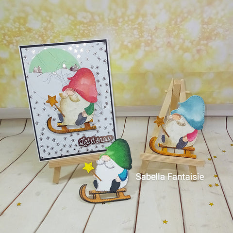 Gnome Holding a Star Magic Wand on Sled Cutting Dies
