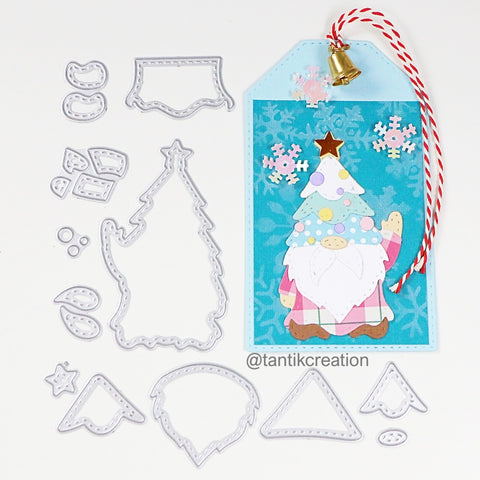 Inlovearts Gnome Wearing a Christmas Hat Cutting Dies