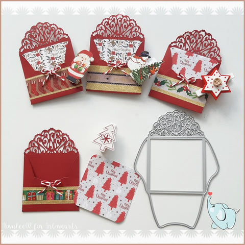 Inlovearts Floral Border Envelop Shape Cutting Dies