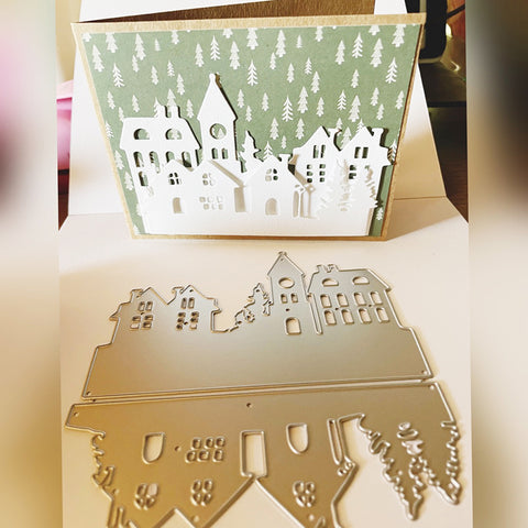 Inloveartshop Christmas Tree and Village Scenes Cutting Dies