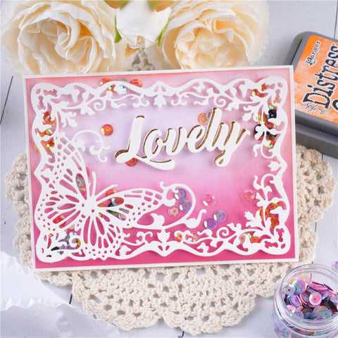Lace Vined Beautiful Butterfly Frame Dies