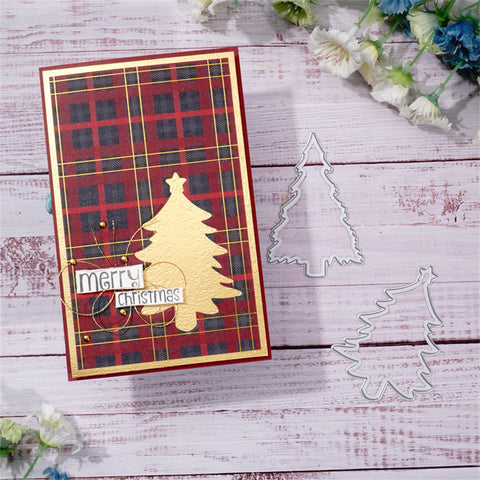 Inlovearts 2pcs Hollow Christmas Tree Metal Cutting Dies