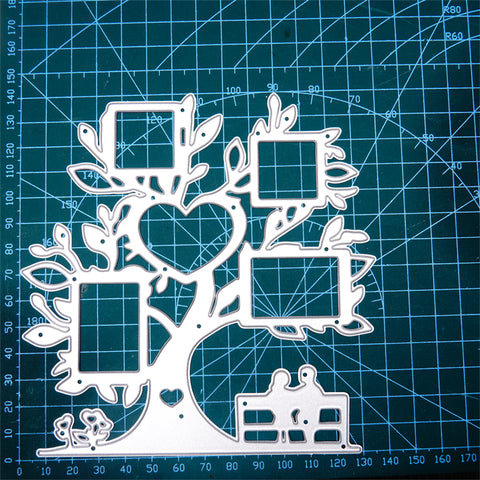 Inlovearts Tree with Photo Frame Decor Metal Cutting Dies