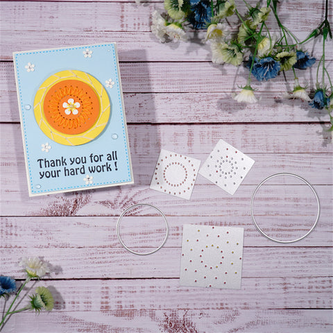 Inlovearts Square Background and Round Frame Dies