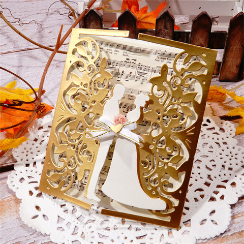 Inlovearts Foldable Bride and Groom Invitation Cutting Dies