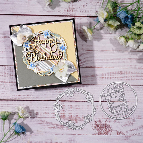 Inlovearts "Happy Birthday" Circle Frame Metal Cutting Dies