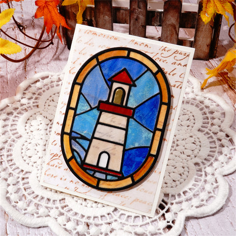 Inlovearts Lighthouse Oval Background Cutting Dies