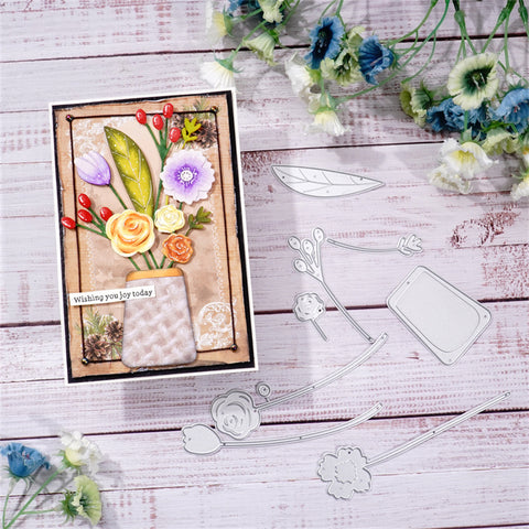 Inlovearts Flowers in Vase Metal Cutting Dies