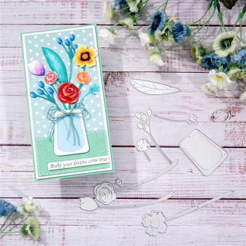 Inlovearts Flowers in Vase Metal Cutting Dies