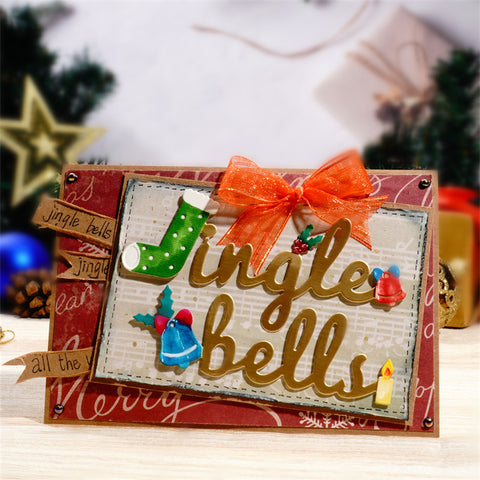 Inlovearts "Jingle Bell" Words with Little Decor Cutting Dies