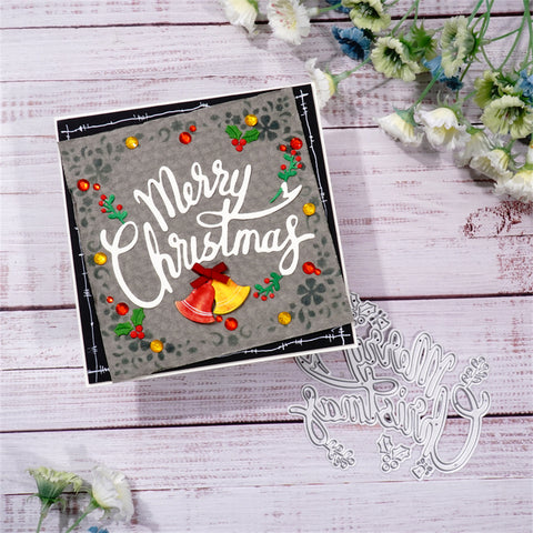 Inlovearts Merry Christmas with Mistletoe Words Cutting Dies