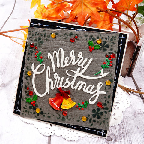Inlovearts Merry Christmas with Mistletoe Words Cutting Dies